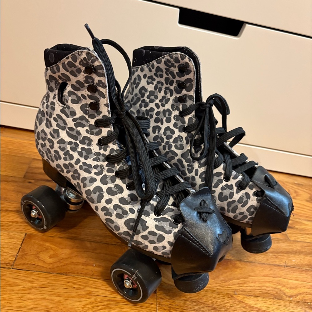 Leopard Print Roller Skates